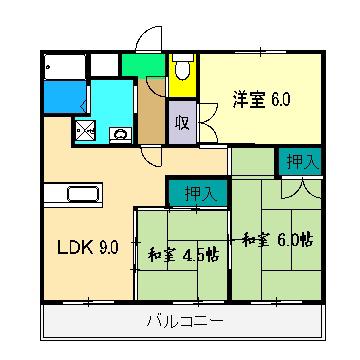 セゾンSAKAMOTOIII(3DK/1階)の間取り写真