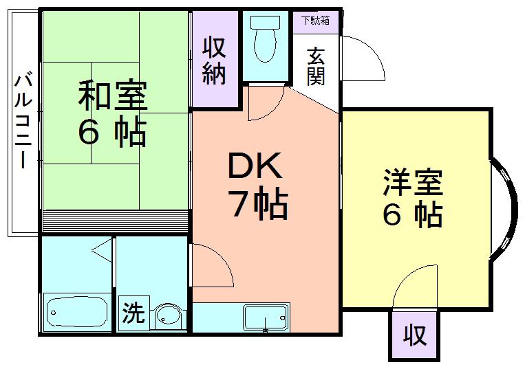 サンコーポ清水(2DK/2階)の間取り写真
