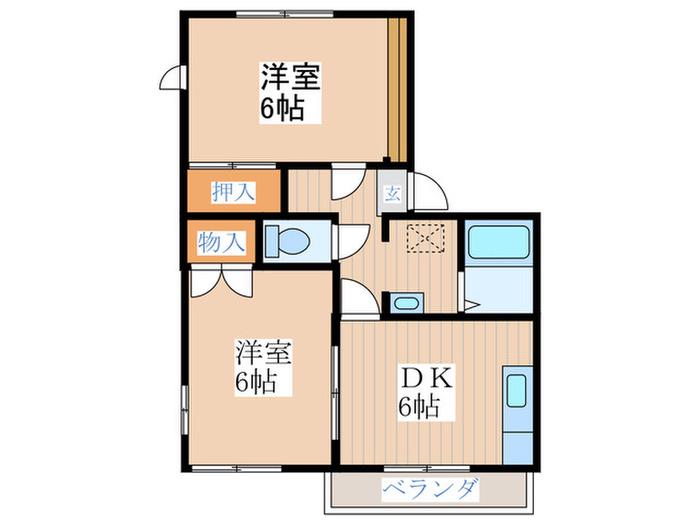 メゾン池の上A(2DK/2階)の間取り写真