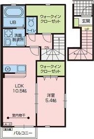 PRENDRE B(1LDK/2階)の間取り写真