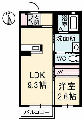 シャーメゾン ジュネス(1LDK/1階)の間取り写真