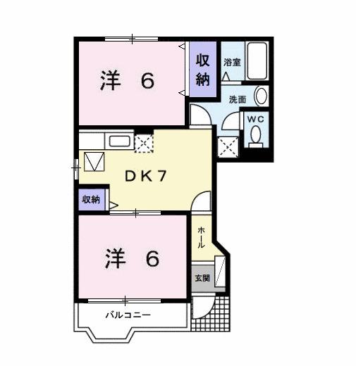 シャルマン・ドミール(2DK/1階)の間取り写真