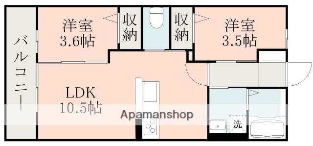 ラメゾンアンソレイエ(2LDK/1階)の間取り写真