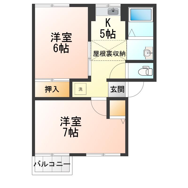 メモリーハイム2(2K/2階)の間取り写真