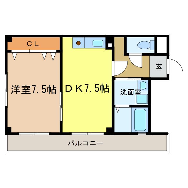 GREEN SQUARE(1DK/3階)の間取り写真