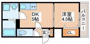 イリスコート今福南(1DK/2階)の間取り写真