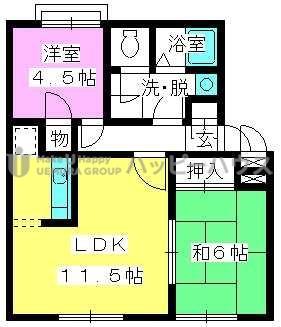 プリムローズヒル(2LDK/2階)の間取り写真