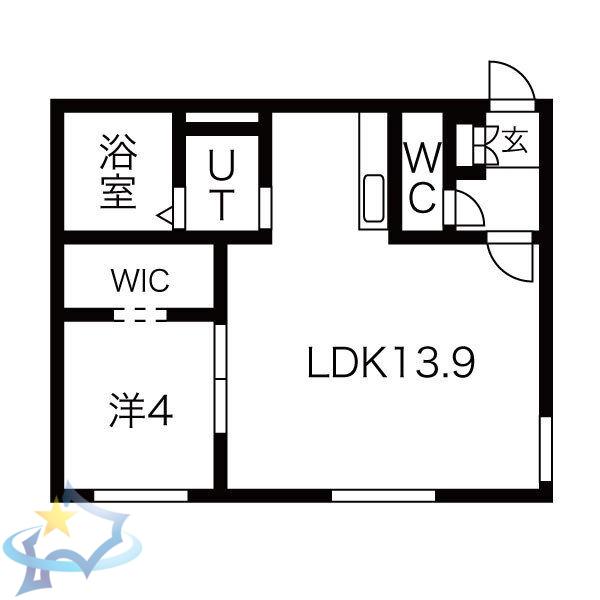 POEM南8条(1LDK/3階)の間取り写真