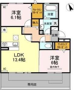 ホーリーギフト(2LDK/1階)の間取り写真