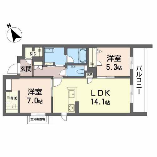 シャーメゾンエスポワール帝塚山(2LDK/2階)の間取り写真