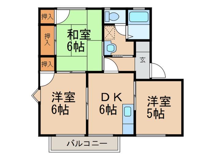 メゾン・ド・シュヴァル(3DK/2階)の間取り写真