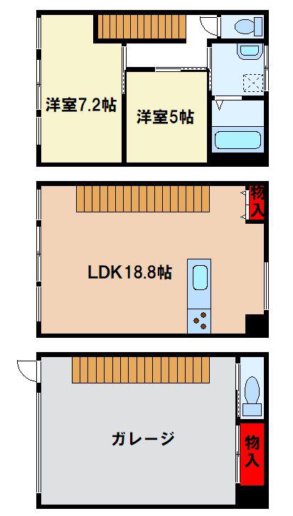 ベリッシモ大野城(2LDK/1階)の間取り写真