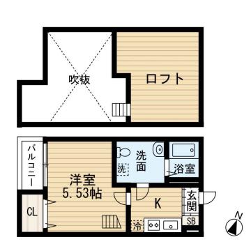 BELL AVENUE(1K/1階)の間取り写真