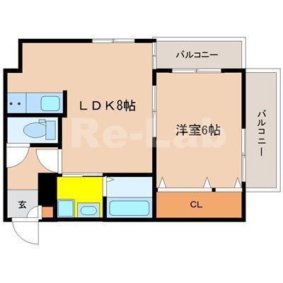 楓壱番館(1LDK/2階)の間取り写真