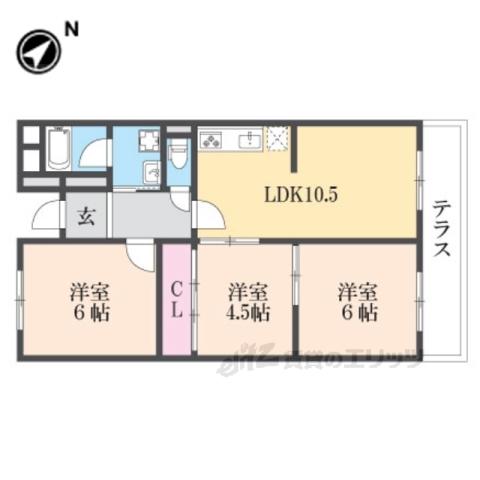 東生駒北ガーデンハイツ 23(3LDK/1階)の間取り写真