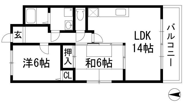 ファミール安倉(2LDK/2階)の間取り写真