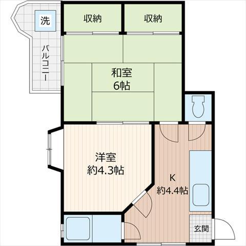 キャピタル住之江公園(2K/3階)の間取り写真