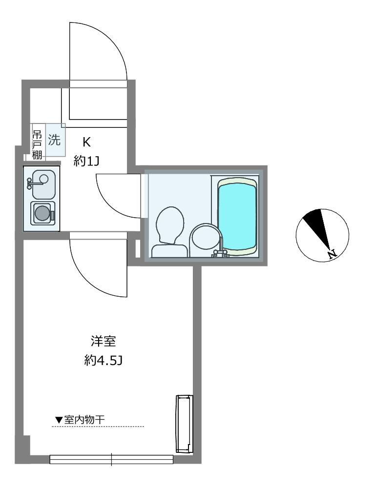 クレムレノ大井(1K/2階)の間取り写真