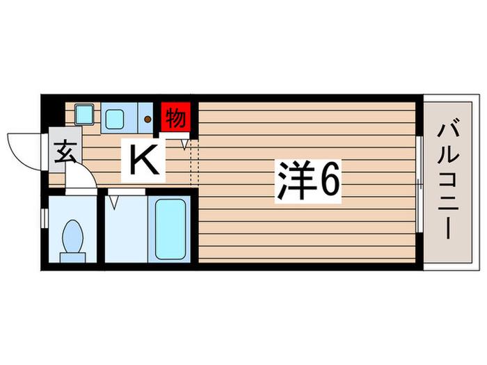 アルカディアK-1(1K/1階)の間取り写真