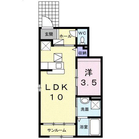 サンリット(1LDK/1階)の間取り写真