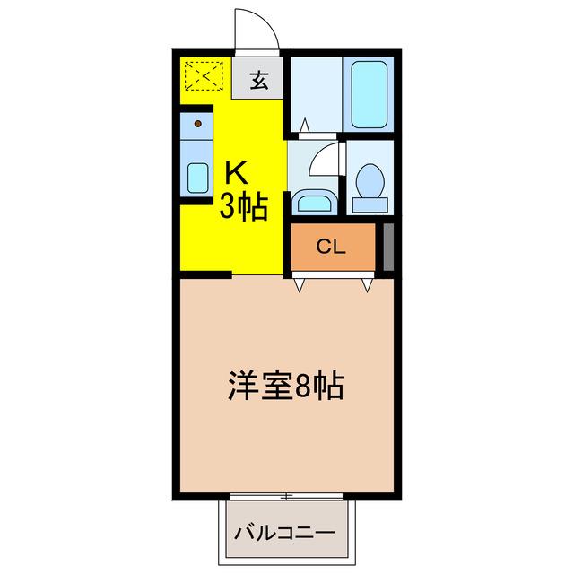 サンライフヒガシサガ(1K/1階)の間取り写真