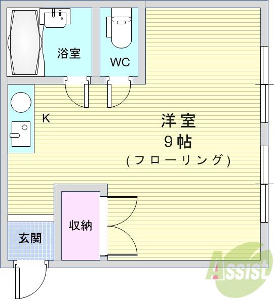 リバーオータム(ワンルーム/1階)の間取り写真