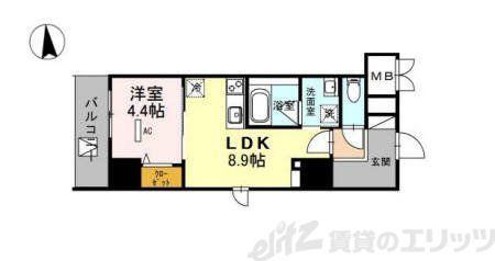 グランセジュール江坂 住居(1LDK/7階)の間取り写真