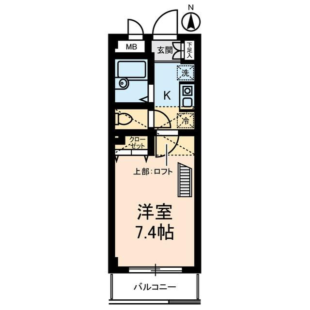 グランステージ坂戸(1K/2階)の間取り写真