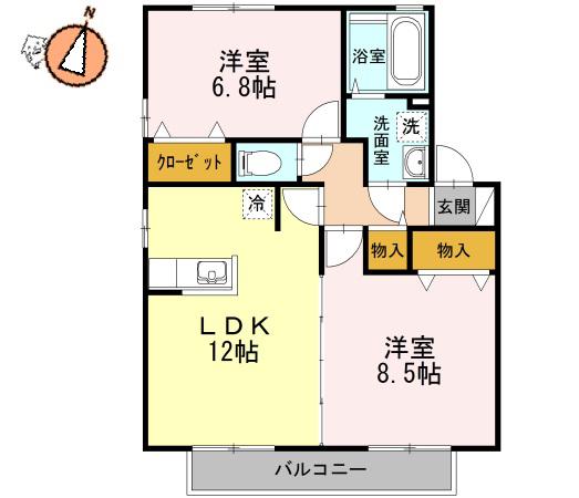 メゾン・ラフィーネ A棟(2LDK/1階)の間取り写真