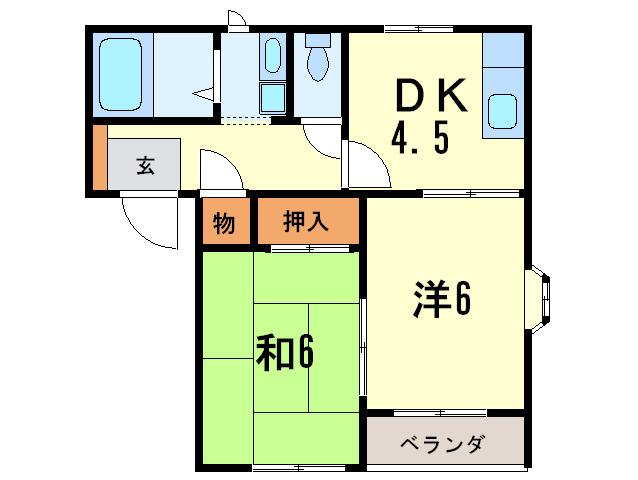 グリーンパ-クA棟(2DK/2階)の間取り写真