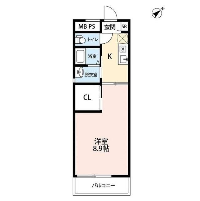 アンプルール フェール ミエ(1K/1階)の間取り写真