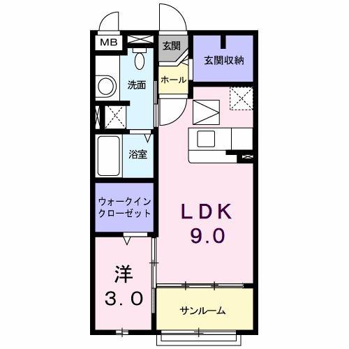 ナイル良II(1LDK/1階)の間取り写真