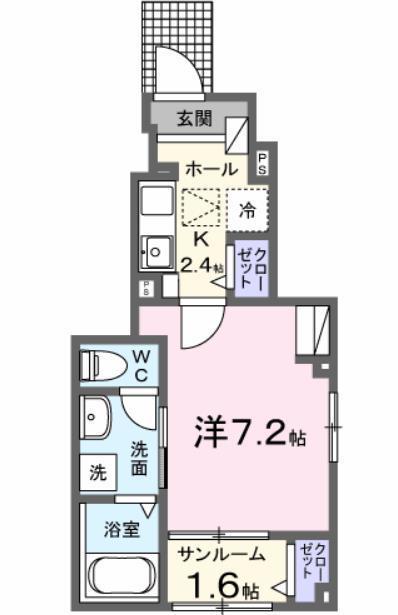 レガリア駅東(1K/1階)の間取り写真