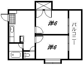 レーベン新屋敷(2K/4階)の間取り写真