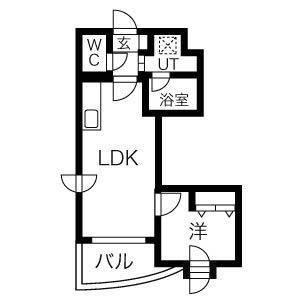 エスパシオII(1LDK/3階)の間取り写真