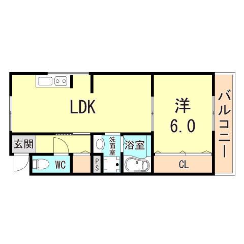 ラムール大久保(1LDK/1階)の間取り写真