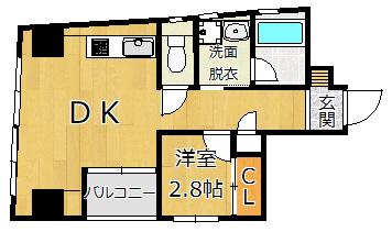 LAULEAラウレア(1DK/2階)の間取り写真