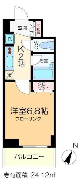 スカイコート新小岩(1K/6階)の間取り写真