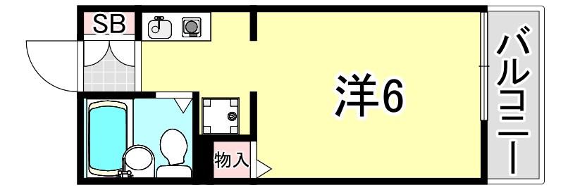 メゾンドアヴニール名谷(1K/2階)の間取り写真