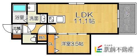 ルーチェ平尾(1LDK/2階)の間取り写真