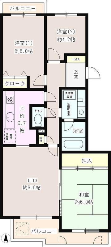 井の頭パーク・プラザ(3LDK/1階)の間取り写真