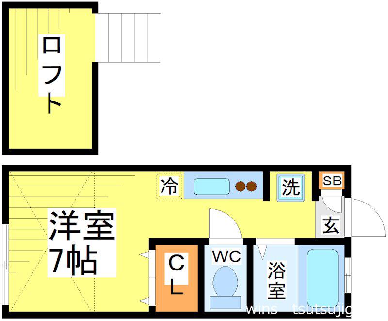 グリーンテラス調布N(ワンルーム/1階)の間取り写真