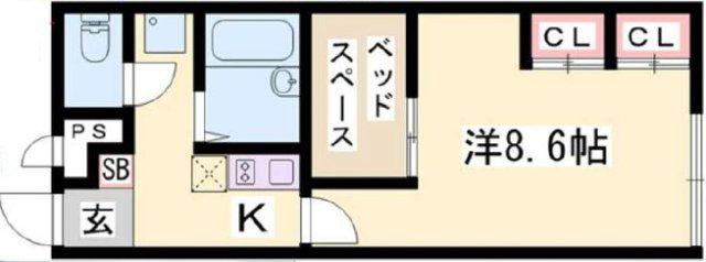 フレンドリー1(ワンルーム/2階)の間取り写真