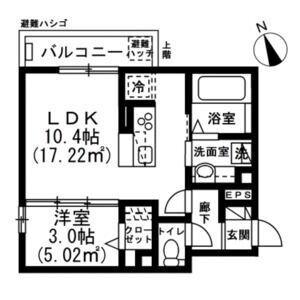 ソレイユ調布ー下石原3丁目-(1LDK/2階)の間取り写真