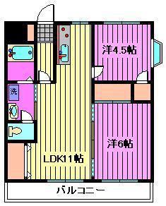 サンブライト(2LDK/1階)の間取り写真