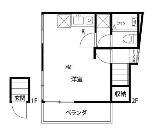 HOUS西小山(ワンルーム/2階)の間取り写真