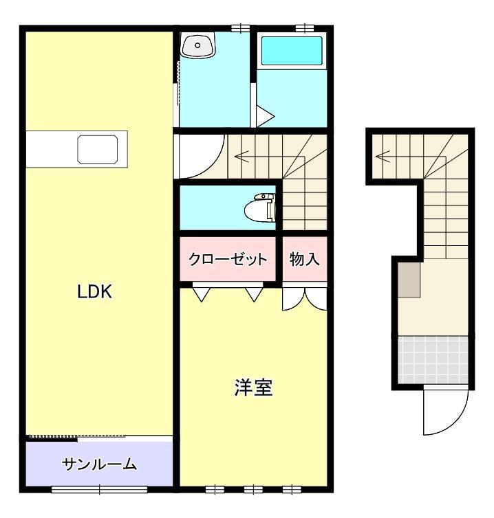 パルテンツァ新白河IIB(1LDK/2階)の間取り写真