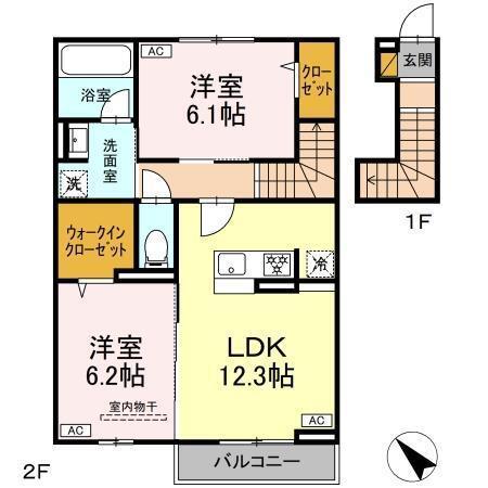 SAGINUMA GARDEN COURT SERENUS(2LDK/2階)の間取り写真