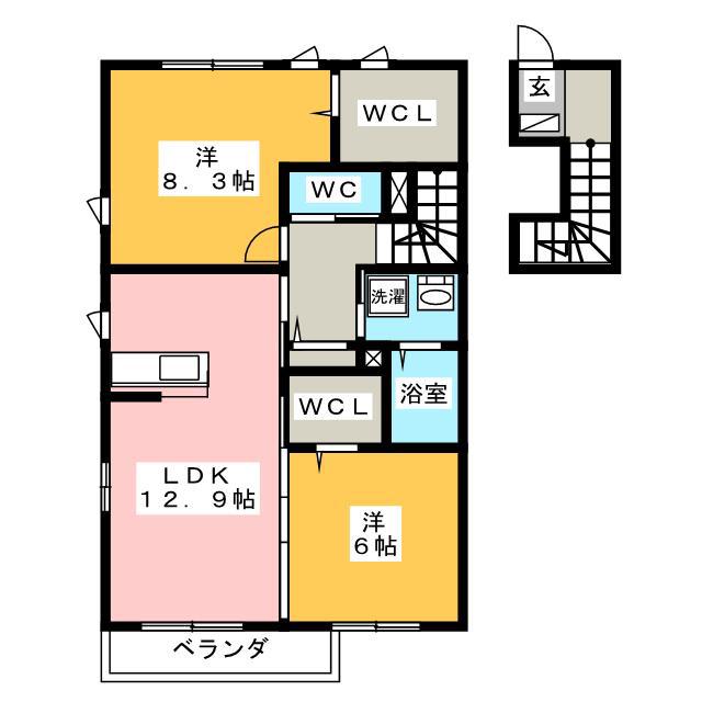 カトルセゾン(2LDK/2階)の間取り写真