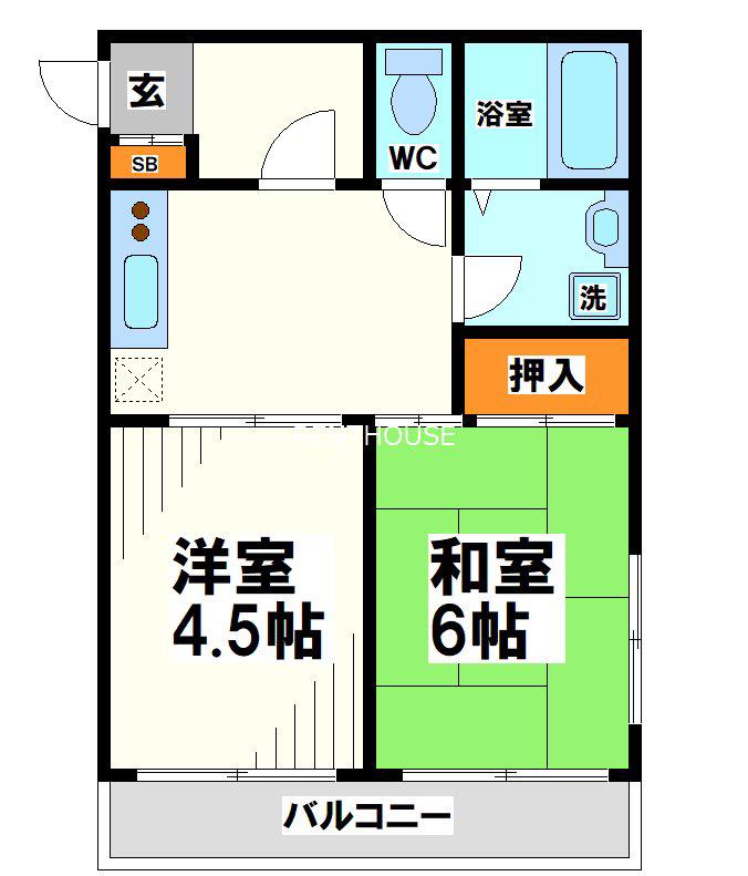 プレゼントM(2DK/1階)の間取り写真
